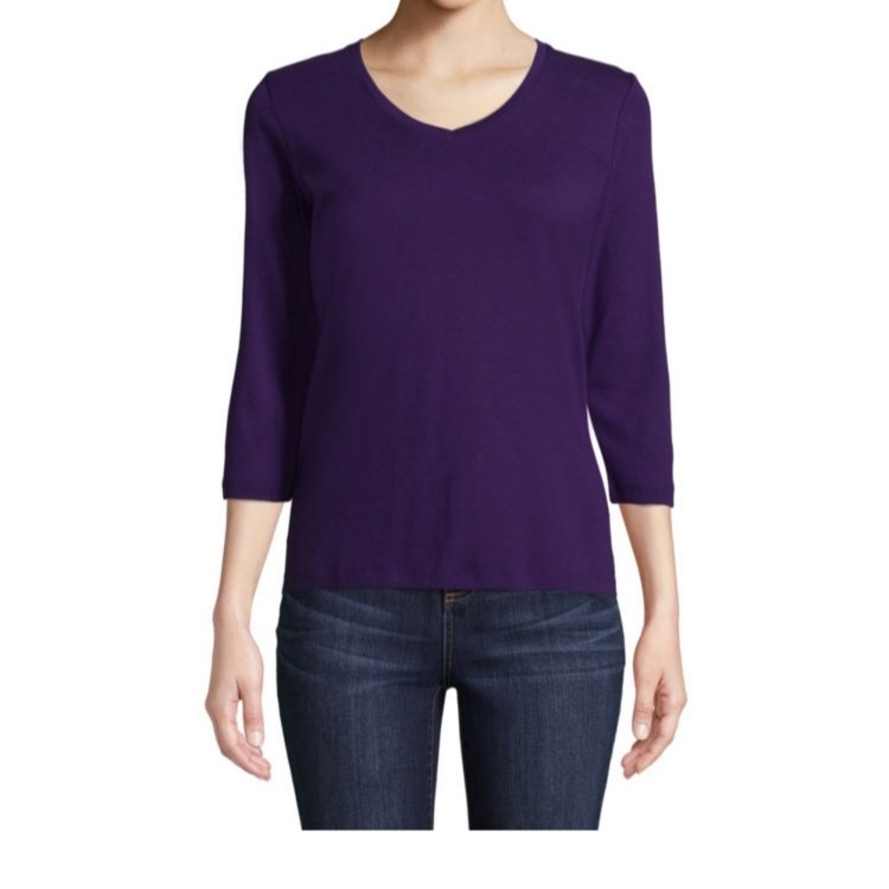 NWT New St Johns Bay vneck 3/4 sleeve shirt XL